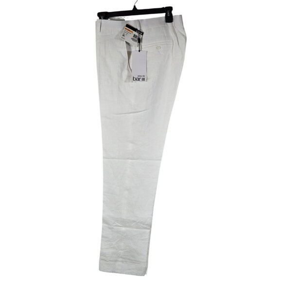Bar III Size 33W 30L Men's Linen Pants Lined Slim Fit White - Picture 4 of 13